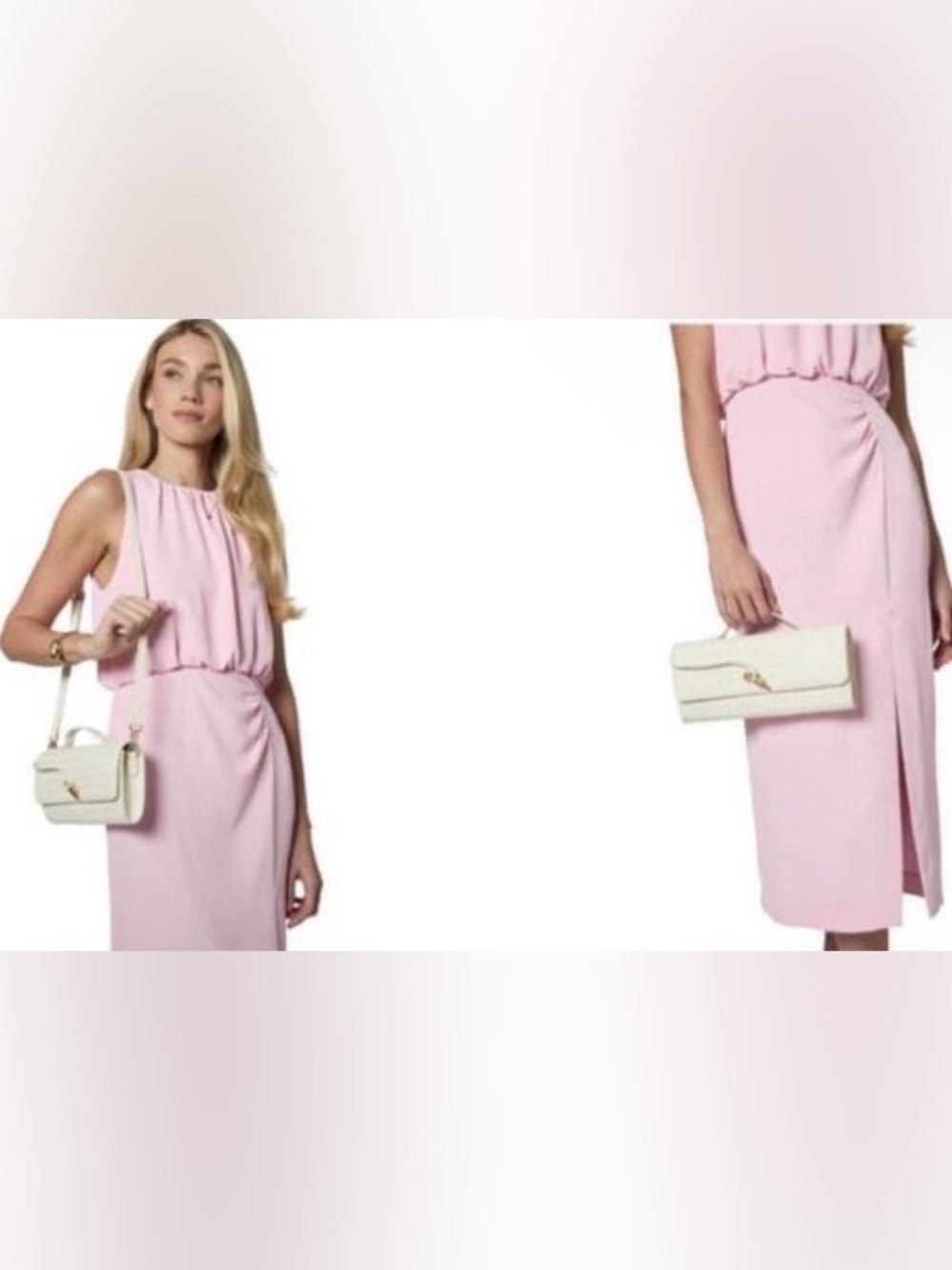 Woven White Leather Crossbody Bag with Top Handle - Picture 6 of 7